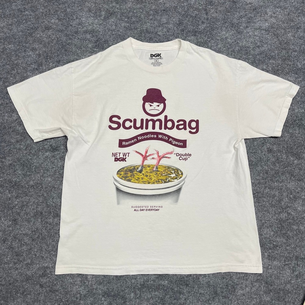 DGK Scumbag Ramen Noodles With Pigeon Graphic Tee Mens Shirt XL White Streetwear